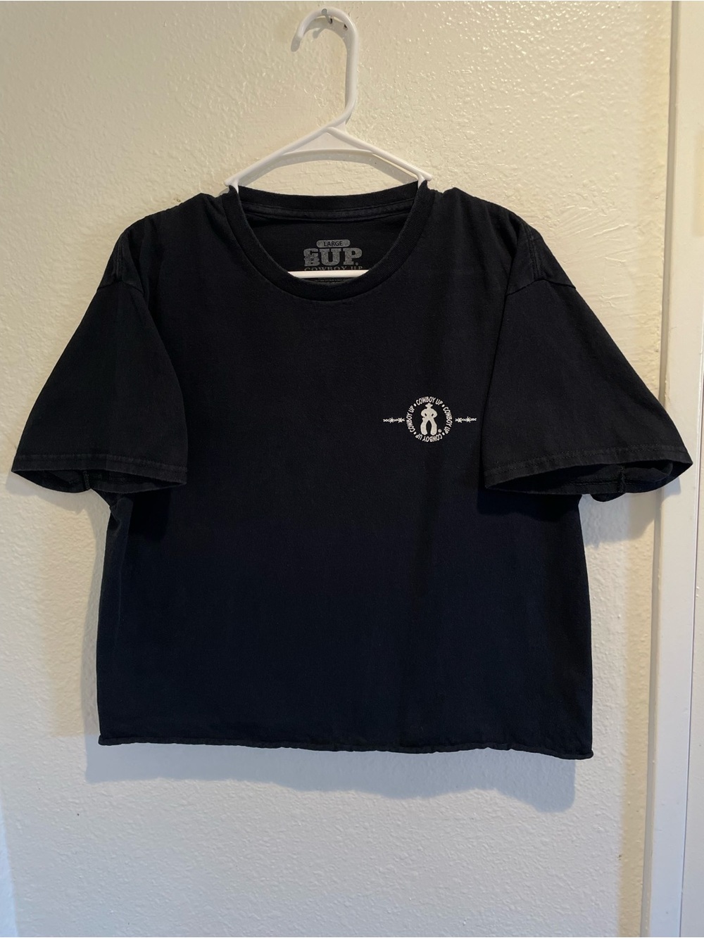 Custom Cropped Cowboy Up Scorpion Tee Mens L Boxy Fit 🦂🔥